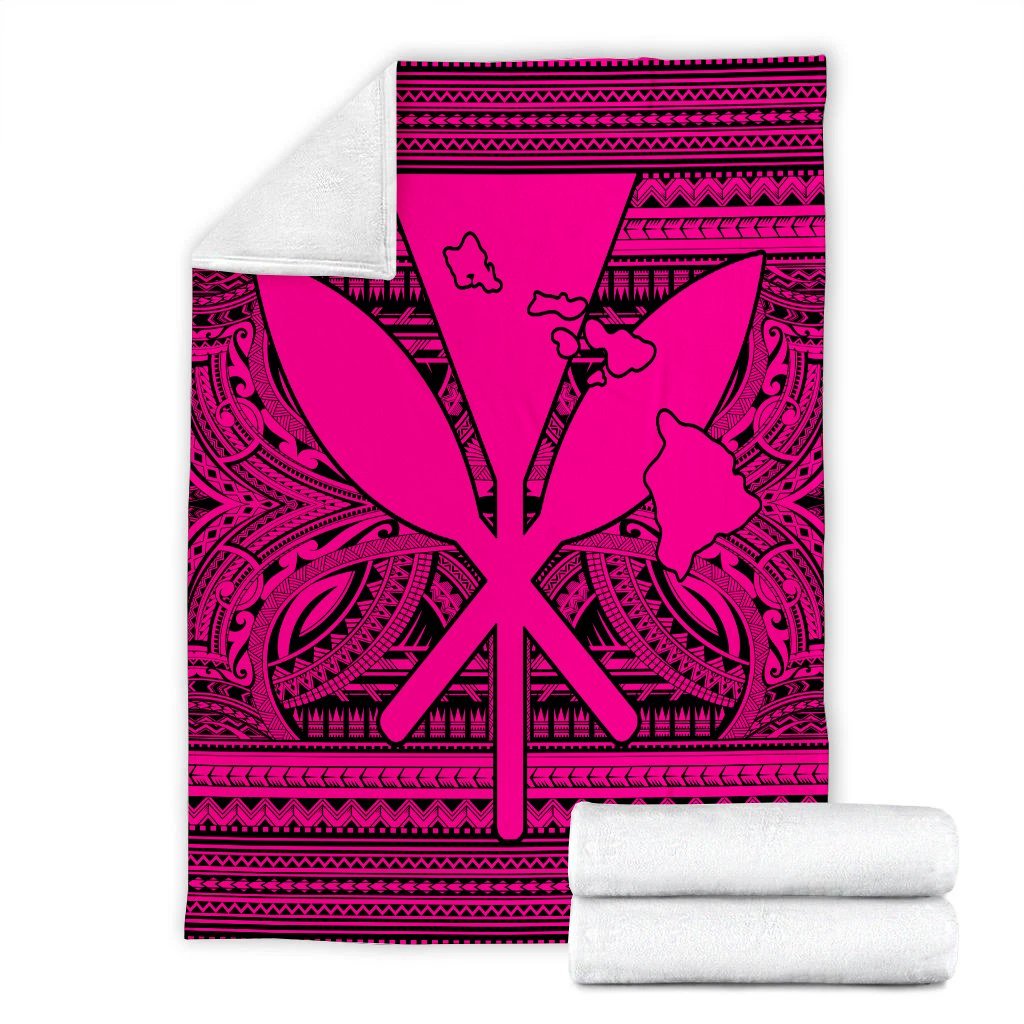 Hawaiian Kanaka Polynesian Tribal Premium Blankets Reggae Color Pink AH - Polynesian Pride