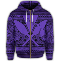 Hawaiian Kanaka Polynesian Tribal Zip Hoodie Reggae Color Purple - Polynesian Pride