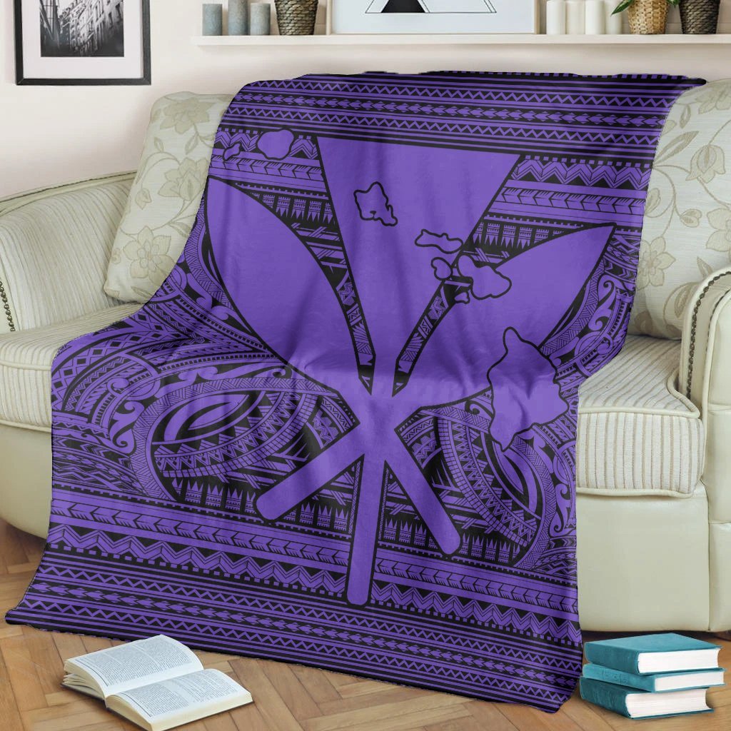 Hawaiian Kanaka Polynesian Tribal Premium Blankets Reggae Color Purple AH - Polynesian Pride