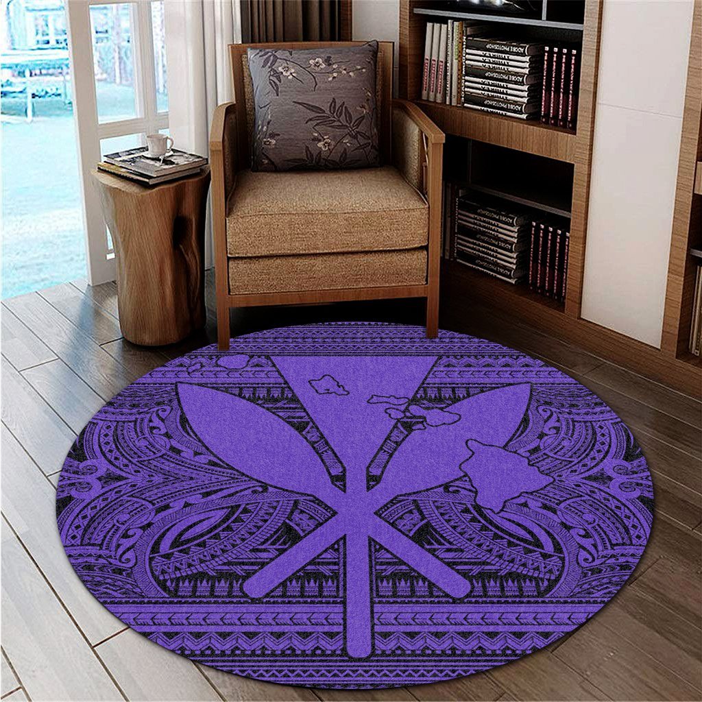 Hawaiian Kanaka Polynesian Tribal Round Carpet Reggae Color Purple AH - Polynesian Pride