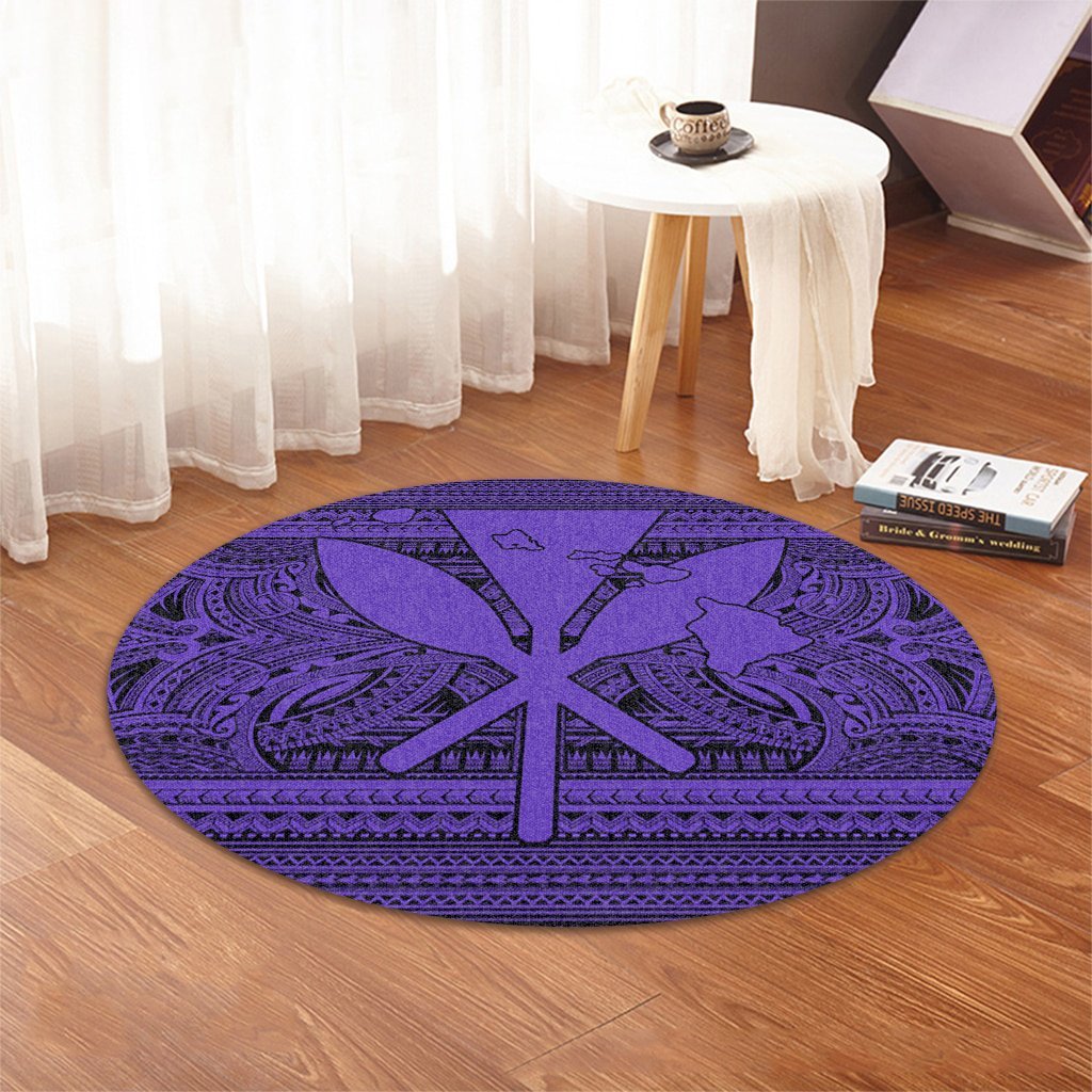 Hawaiian Kanaka Polynesian Tribal Round Carpet Reggae Color Purple AH - Polynesian Pride