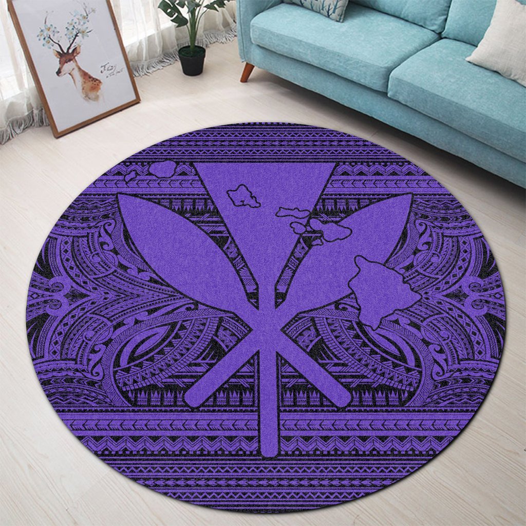 Hawaiian Kanaka Polynesian Tribal Round Carpet Reggae Color Purple AH - Polynesian Pride