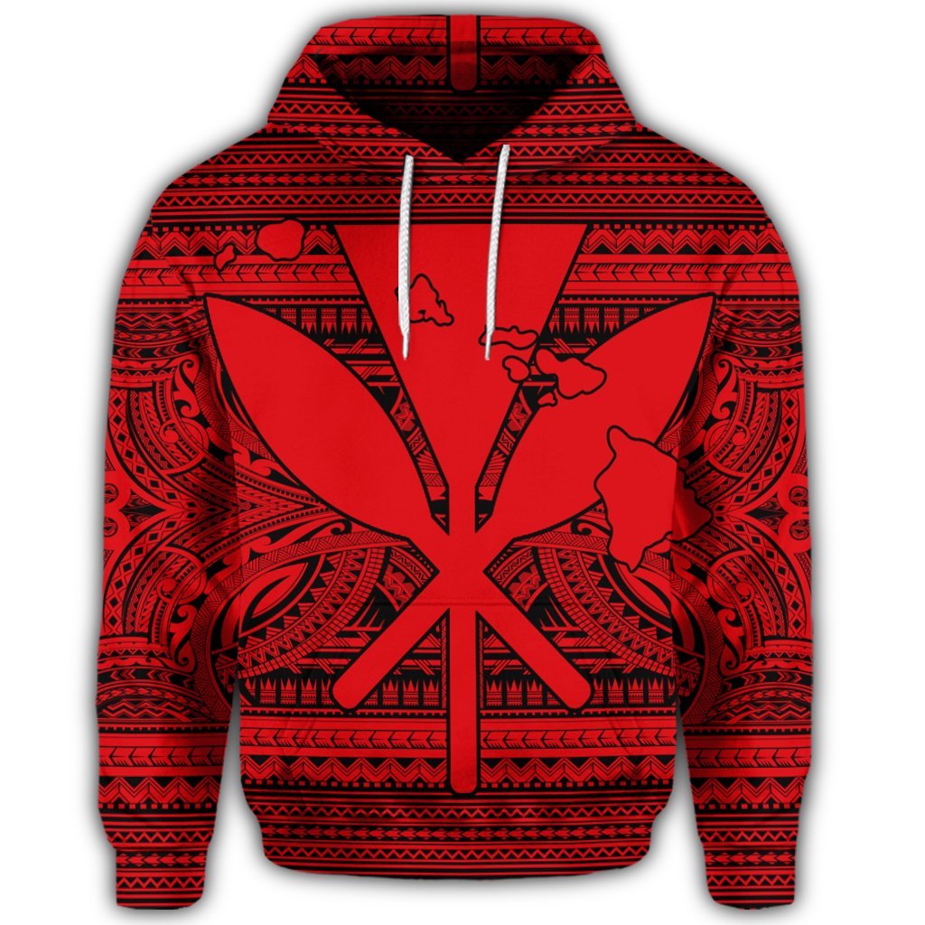 Hawaiian Kanaka Polynesian Hoodie Tribal Reggae Color Red - Polynesian Pride