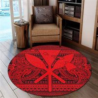 Hawaiian Kanaka Polynesian Tribal Round Carpet Reggae Color Red AH - Polynesian Pride