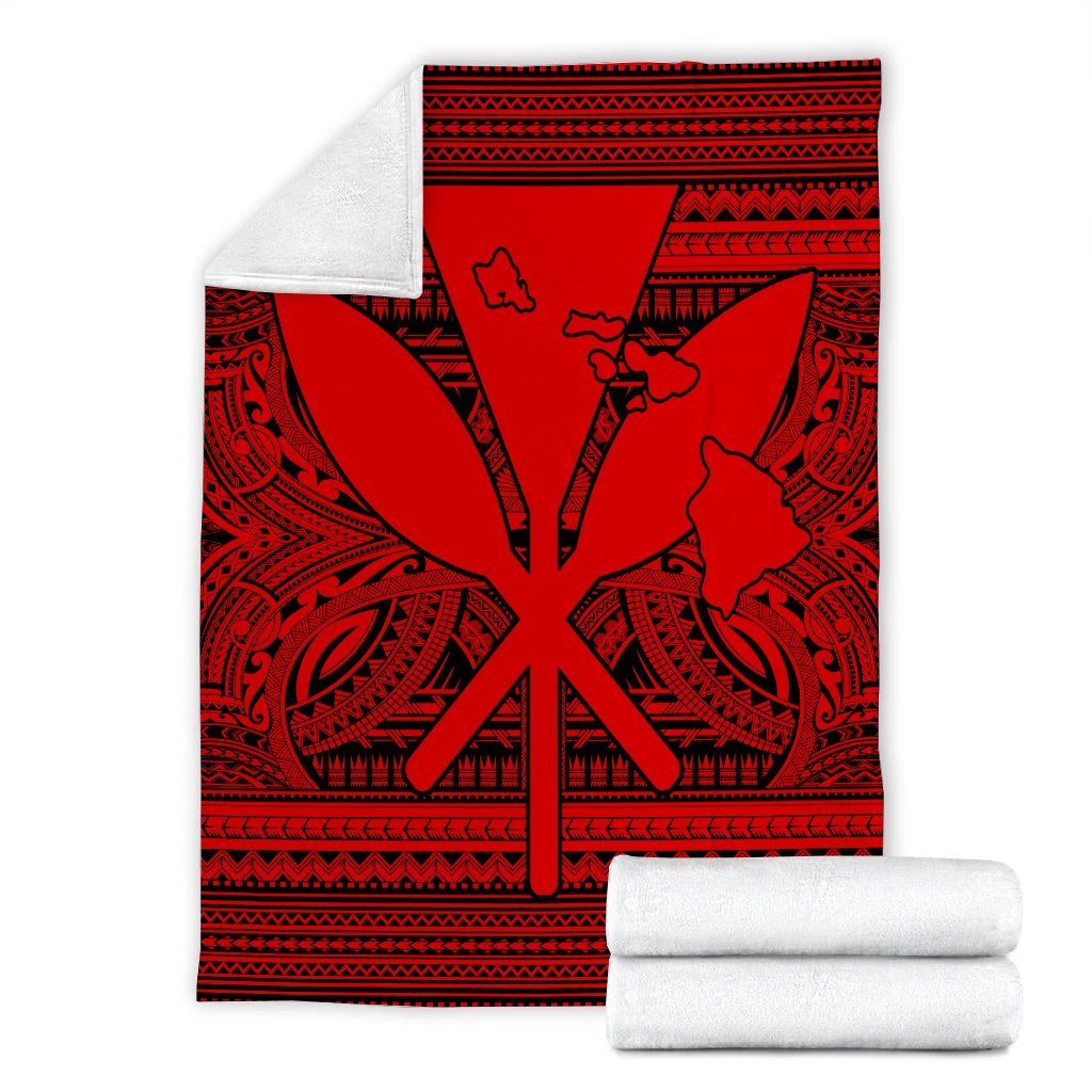Hawaiian Kanaka Polynesian Tribal Premium Blankets Reggae Color Red AH - Polynesian Pride