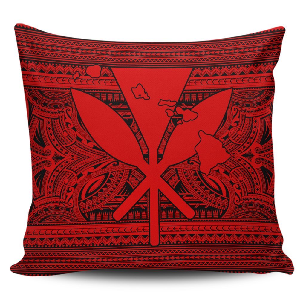 Hawaiian Kanaka Polynesian Tribal Pillow Covers Reggae Color Red AH Pillow Covers Black - Polynesian Pride