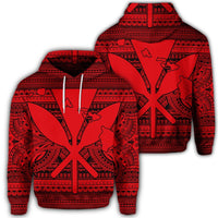 Hawaiian Kanaka Polynesian Hoodie Tribal Reggae Color Red Unisex Art - Polynesian Pride