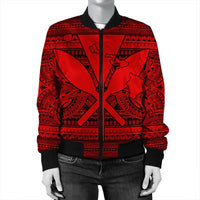 Hawaiian Kanaka Polynesian Tribal Bomber Jacket Reggae Color Red AH - Polynesian Pride