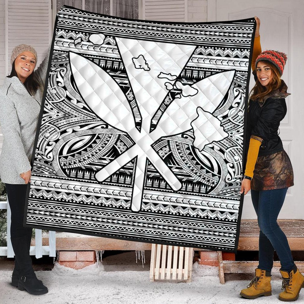 Hawaiian Kanaka Polynesian Tribal Premium Quilts Reggae Color White AH - Polynesian Pride