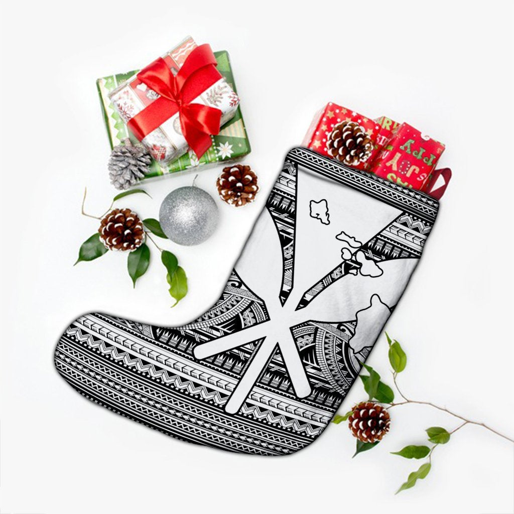 Hawaiian Kanaka Polynesian Tribal Christmas Stocking Reggae Color White AH - Polynesian Pride