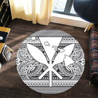 Hawaiian Kanaka Polynesian Tribal Round Carpet Reggae Color White AH - Polynesian Pride