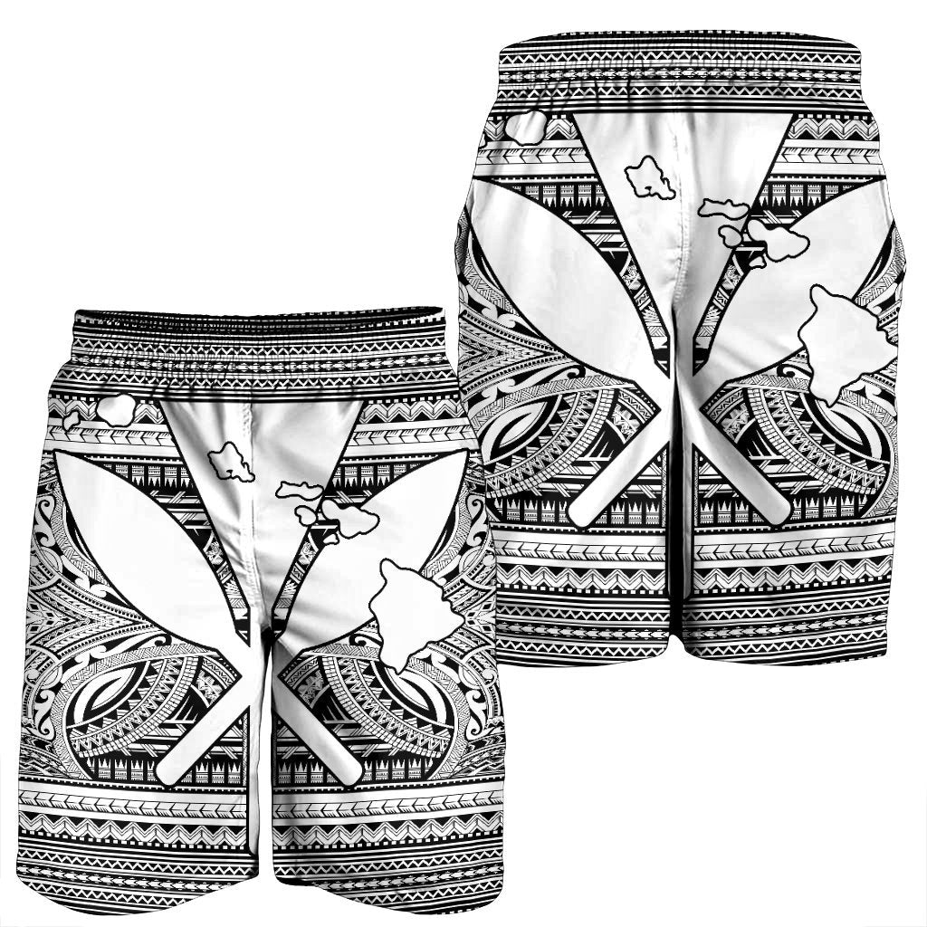 Hawaiian Kanaka Polynesian Tribal Men's Shorts Reggae Color White AH - Polynesian Pride