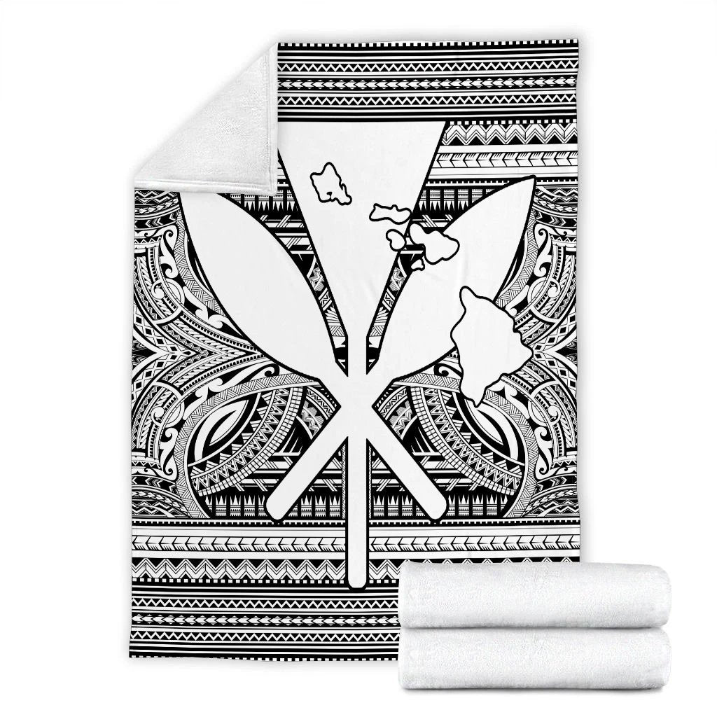 Hawaiian Kanaka Polynesian Tribal Premium Blankets Reggae Color White AH - Polynesian Pride