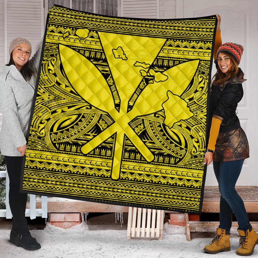 Hawaiian Kanaka Polynesian Tribal Premium Quilts Reggae Color Yellow AH - Polynesian Pride