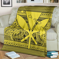 Hawaiian Kanaka Polynesian Tribal Premium Blankets Reggae Color Yellow AH - Polynesian Pride