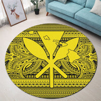Hawaiian Kanaka Polynesian Tribal Round Carpet Reggae Color Yellow AH - Polynesian Pride