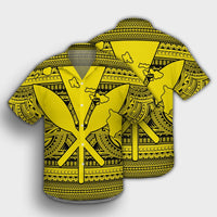 Hawaiian Kanaka Polynesian Tribal Hawaiian Shirt Reggae Color Yellow AH - Polynesian Pride