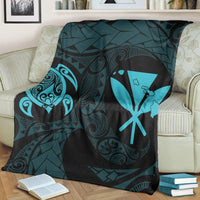 Hawaiian Kanaka Turtle Polynesian Premium Blankets Blue AH - Polynesian Pride
