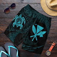 Hawaiian Kanaka Turtle Polynesian Men's Shorts Blue AH Art - Polynesian Pride
