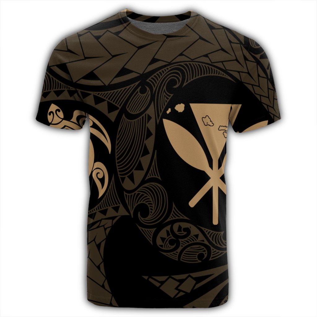 Hawaiian Kanaka Turtle Polynesian T Shirt Gold - Polynesian Pride