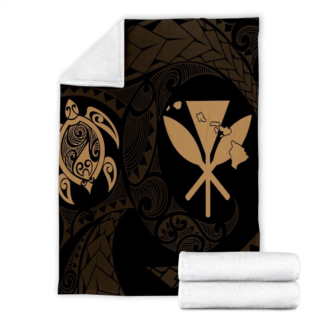 Hawaiian Kanaka Turtle Polynesian Premium Blankets Gold AH - Polynesian Pride