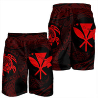 Hawaiian Kanaka Turtle Polynesian Men's Shorts Red AH - Polynesian Pride