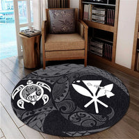 Hawaiian Kanaka Turtle Polynesian Round Carpet White AH - Polynesian Pride