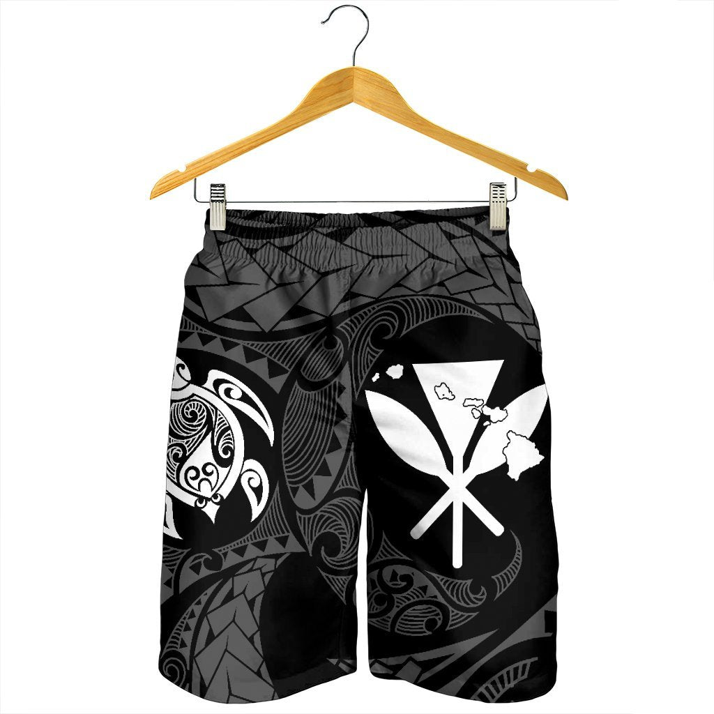 Hawaiian Kanaka Turtle Polynesian Men's Shorts White AH - Polynesian Pride