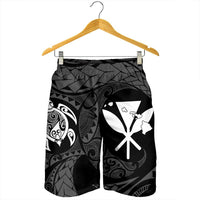 Hawaiian Kanaka Turtle Polynesian Men's Shorts White AH - Polynesian Pride