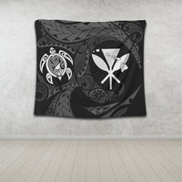 Hawaiian Kanaka Turtle Polynesian Tapestry White AH - Polynesian Pride