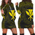 Hawaiian Kanaka Turtle Polynesian Hoodie Dress Yellow AH Black - Polynesian Pride