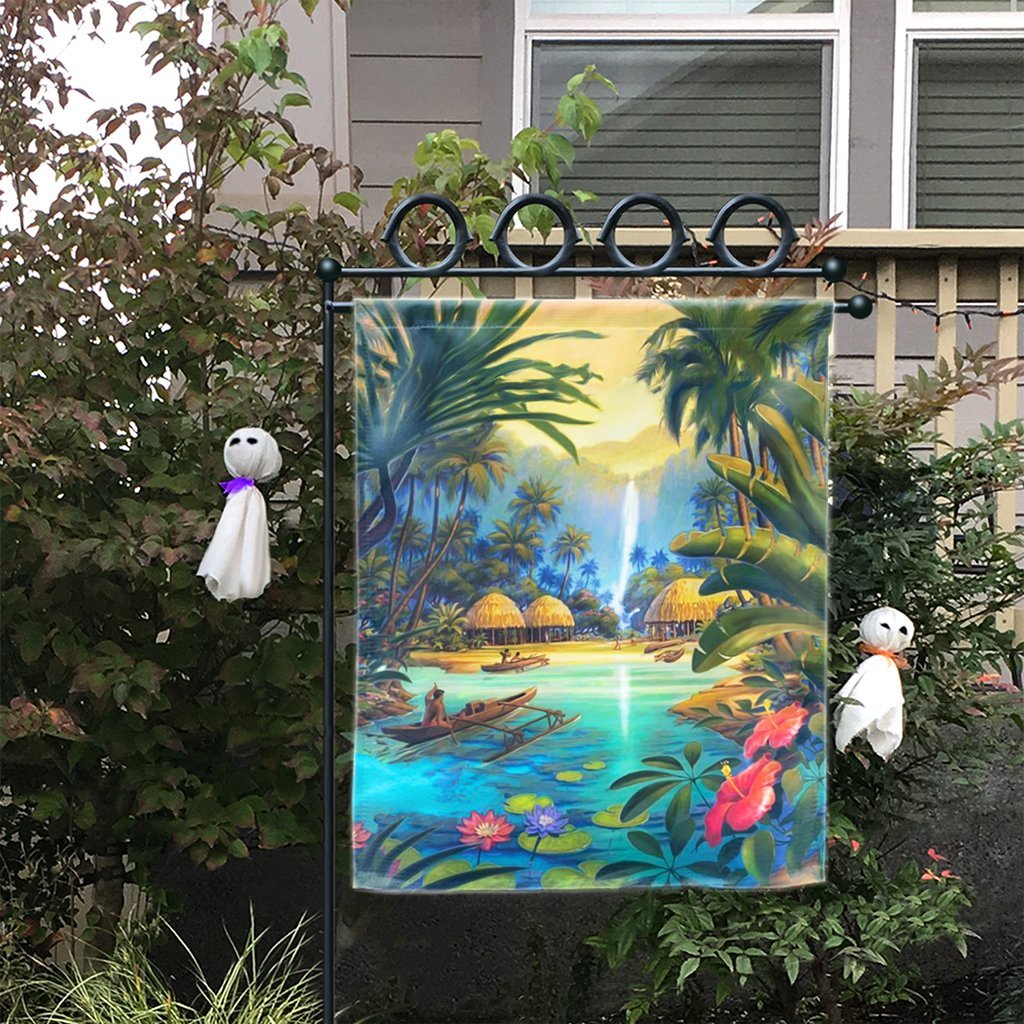 Hawaiian Living In Aboriginal Village Flag - AH - Polynesian Pride