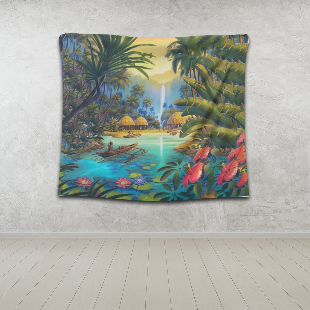 Hawaiian Living In Aboriginal Village Tapestry - AH - Polynesian Pride