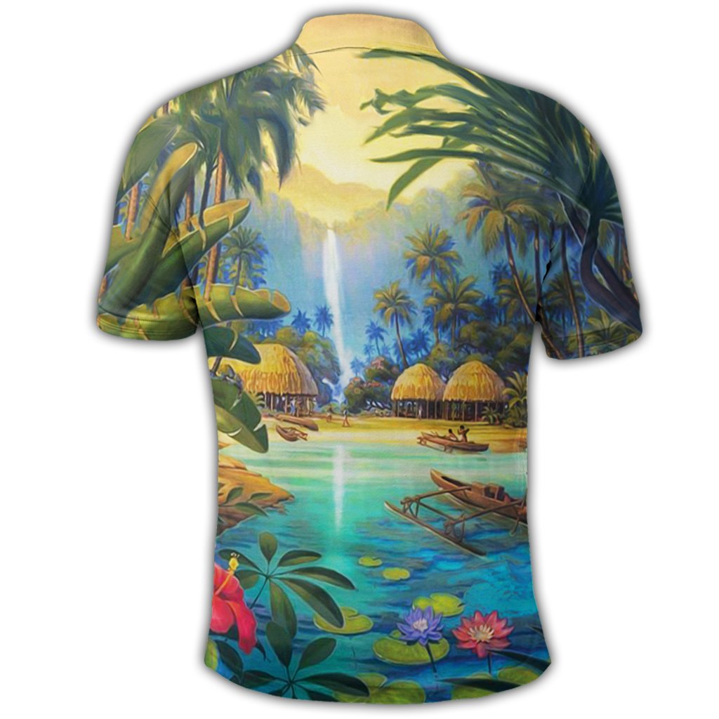Hawaiian Living In Aboriginal Village Polo Shirt - Polynesian Pride