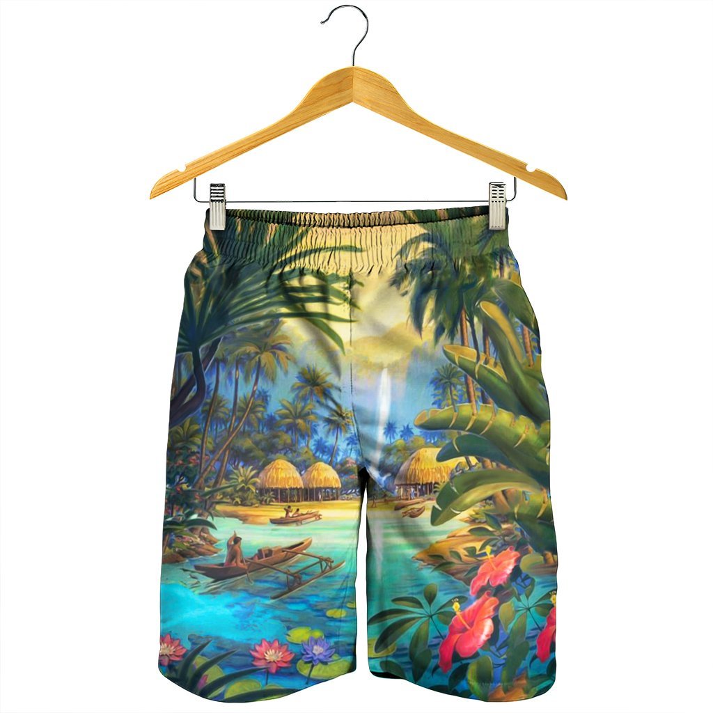 Hawaiian Living In Aboriginal Village Men's Shorts - AH - Polynesian Pride