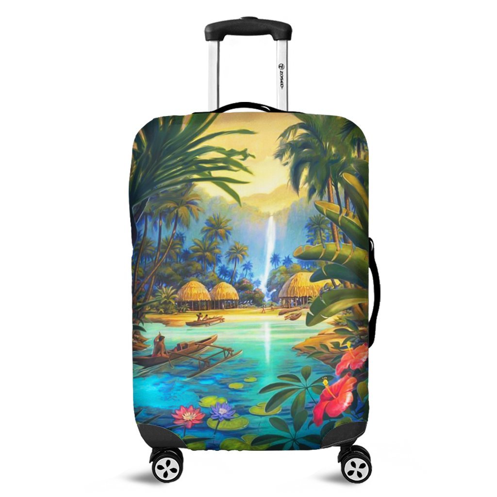 Hawaiian Living In Aboriginal Village Luggage Covers - AH Black - Polynesian Pride