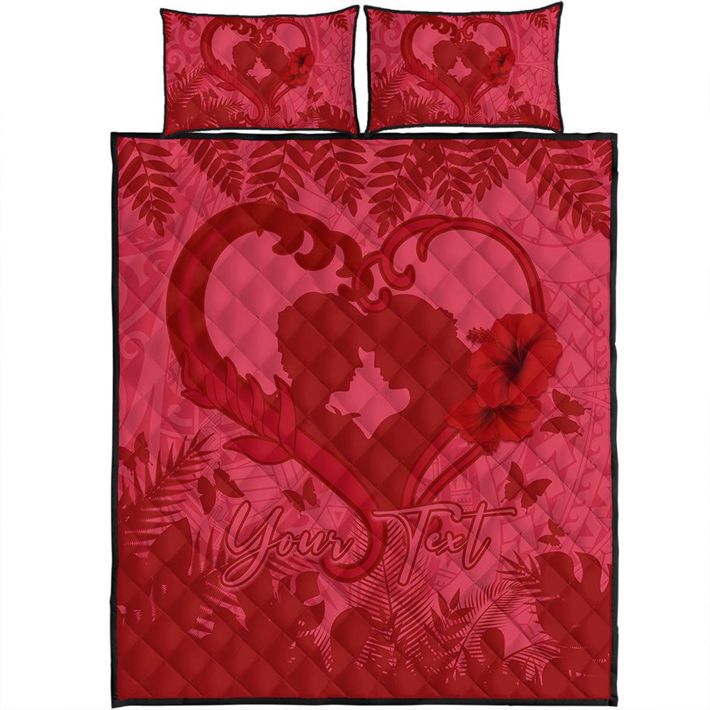 (Personalized) Hawaiian Lover Valentine's Day Quilt Bed Set - LOV Style AH Red - Polynesian Pride