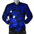 Hawaiian Map Big Turtle Hibiscus Plumeria Tribal Polynesian Bomber Jacket - Blue - AH Black Unisex - Polynesian Pride