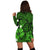 Hawaiian Map Big Turtle Hibiscus Plumeria Tribal Polynesian Hoodie Dress - Green - AH - Polynesian Pride