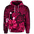 Hawaiian Map Big Turtle Hibiscus Plumeria Tribal Polynesian Hoodie Pink - Polynesian Pride