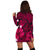 Hawaiian Map Big Turtle Hibiscus Plumeria Tribal Polynesian Hoodie Dress - Pink - AH - Polynesian Pride