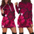 Hawaiian Map Big Turtle Hibiscus Plumeria Tribal Polynesian Hoodie Dress - Pink - AH Black - Polynesian Pride