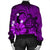 Hawaiian Map Big Turtle Hibiscus Plumeria Tribal Polynesian Bomber Jacket - Purple - AH - Polynesian Pride