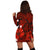 Hawaiian Map Big Turtle Hibiscus Plumeria Tribal Polynesian Hoodie Dress - Red - AH - Polynesian Pride