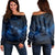 Hawaiian Map Galaxy Zodiac Dolphin Polynesian Women's Off Shoulder Sweater - AH Black - Polynesian Pride