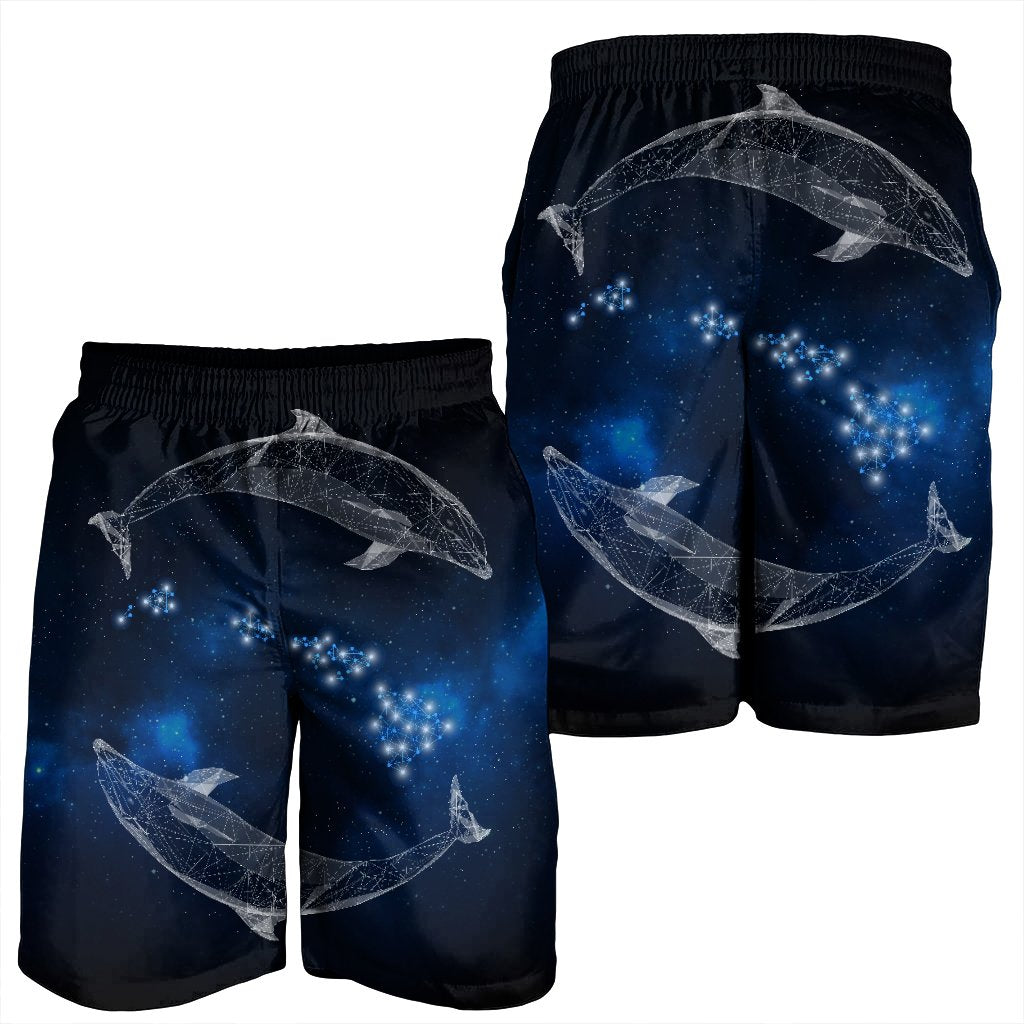 Hawaiian Map Galaxy Zodiac Dolphin White Polynesian Men's Shorts - AH - Polynesian Pride