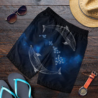Hawaiian Map Galaxy Zodiac Dolphin White Polynesian Men's Shorts - AH Art - Polynesian Pride