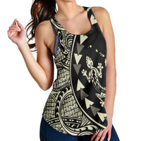 Hawaiian Map Gecko Tattoo Kakau Polynesian Racerback Tank Beige AH - Polynesian Pride