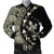 Hawaiian Map Gecko Tattoo Kakau Polynesian Bomber Jacket Beige AH Black Unisex - Polynesian Pride