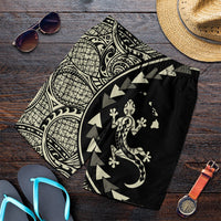 Hawaiian Map Gecko Tattoo Kakau Polynesian Men's Shorts Beige AH Art - Polynesian Pride